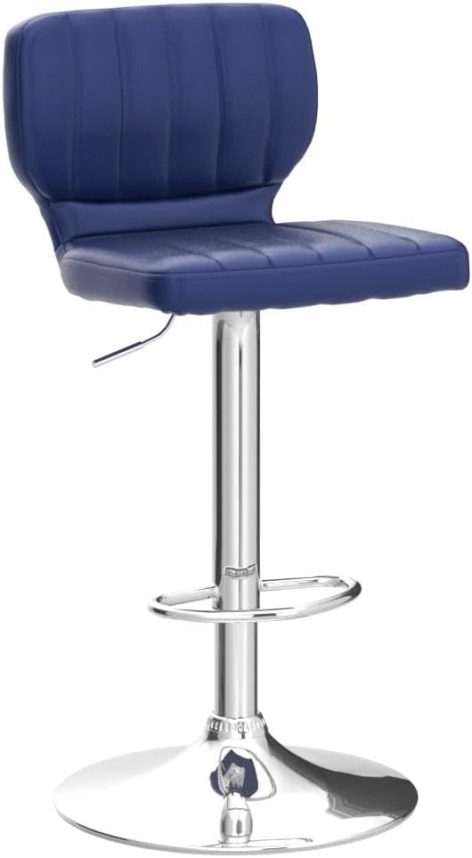 Brage Living Adjustable Bar Stools Set of 2, Modern PU Leather Swivel Barstools with Back, Armless Airlift Counter Height Bar Chairs for Kitchen Dining Pub Cafe (Blue)