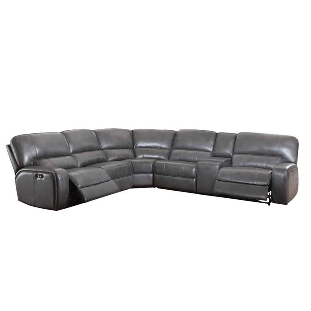 Saul Faux Leather Sectional Sofa with 2 Reclining Seats in Gray