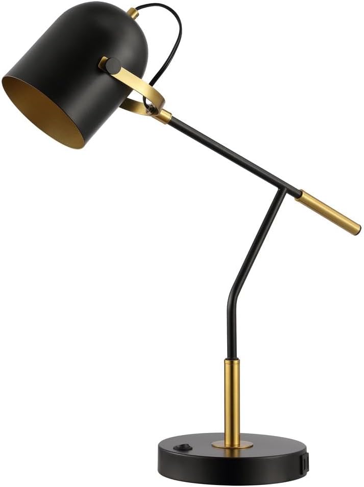Lighting Collection Mulaney Modern Black/Brass 22-inch Task Desk Table Lamp