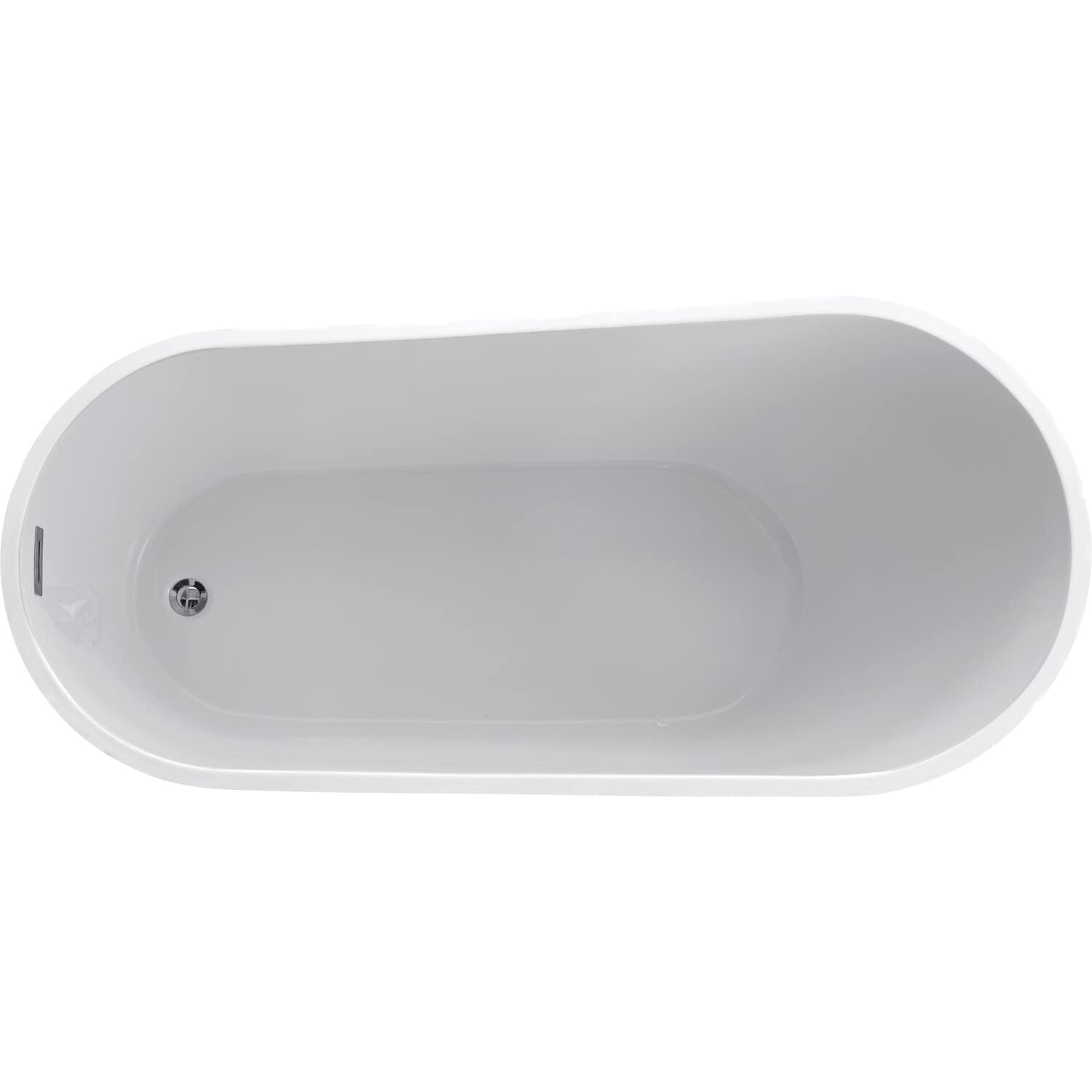 Freestanding Oval Tub, 67" Modern Glossy White Acrylic + Fiberglass Stand Alone Soaker