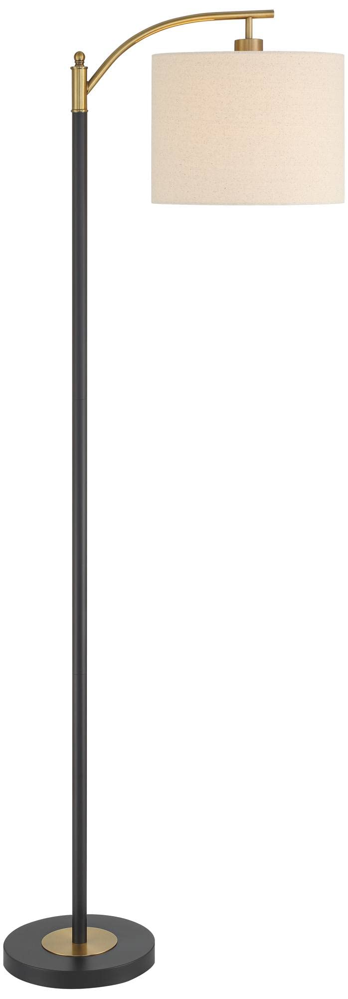 Mid Century Modern Downbridge Floor Lamp 61 1/2" Tall Black Warm Gold Metal
