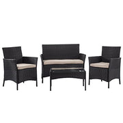 Outdoor Furniture Patio Set Wicker Rattan Sectional 4 pcs Garden Conversation Set