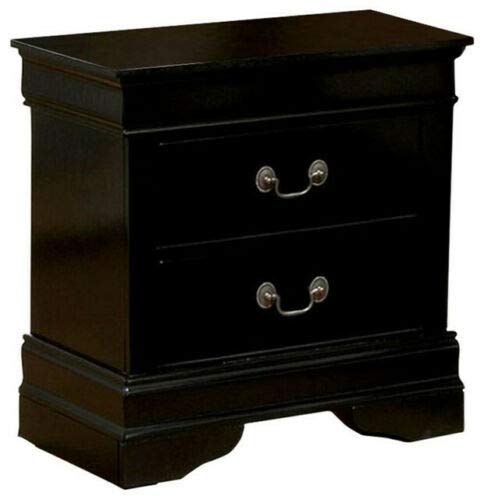 Louis Philippe 2-Drawer Nightstand in Cherry/Black/Grey (Black)