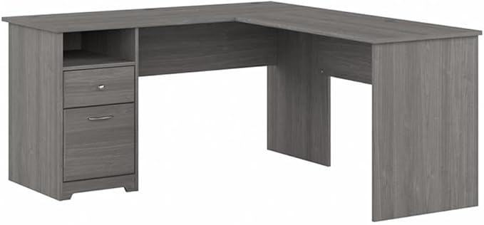 Cabot 60W L Shaped Computer Desk with Drawers in Harvest Cherry