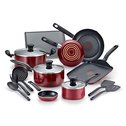 Culinaire 16-Pc. Nonstick Aluminum Cookware Set. Red