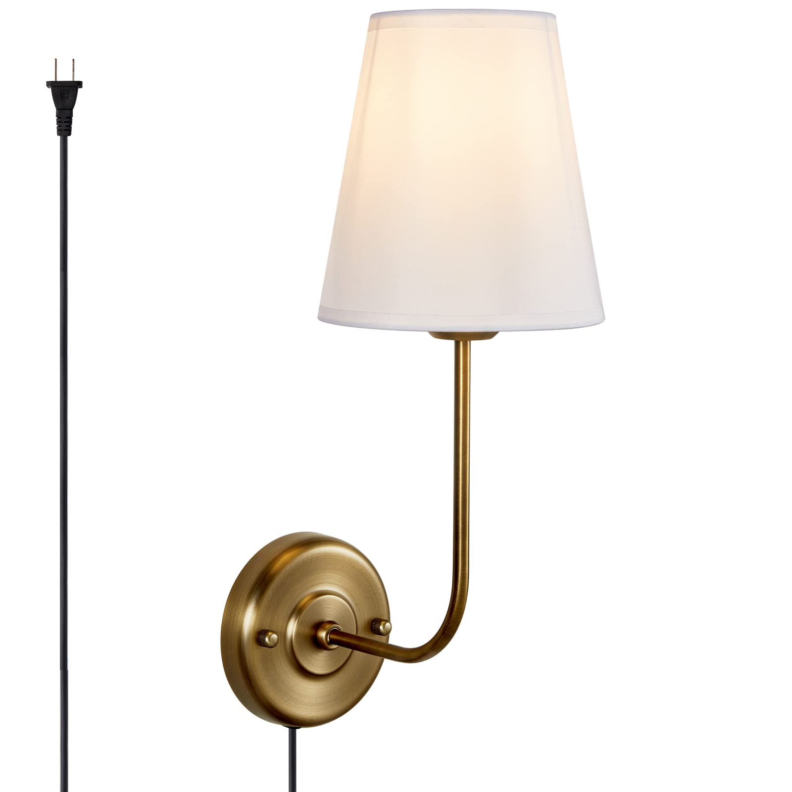 Sconce Set of Two 2 Pack Pulg in Antique Brass Lightfixture Vintage Industrial