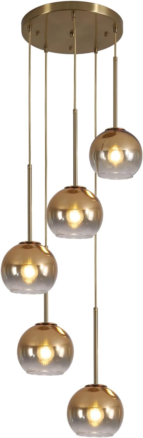 Lighting Globe Pendant Lights Gradient Gold Glass Pendant Light Modern Kitchen Island