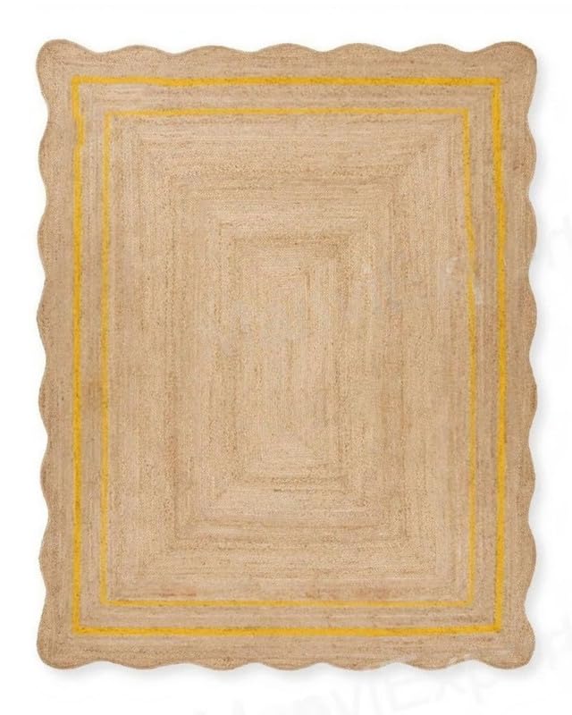 Sanwariya Rugs Export Handwoven Scalloped Jute Area Rug – Bohemian Design
