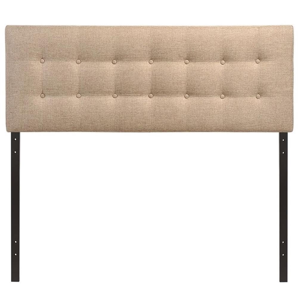 Modern Fabric Upholstered Full Panel Headboard in Beige