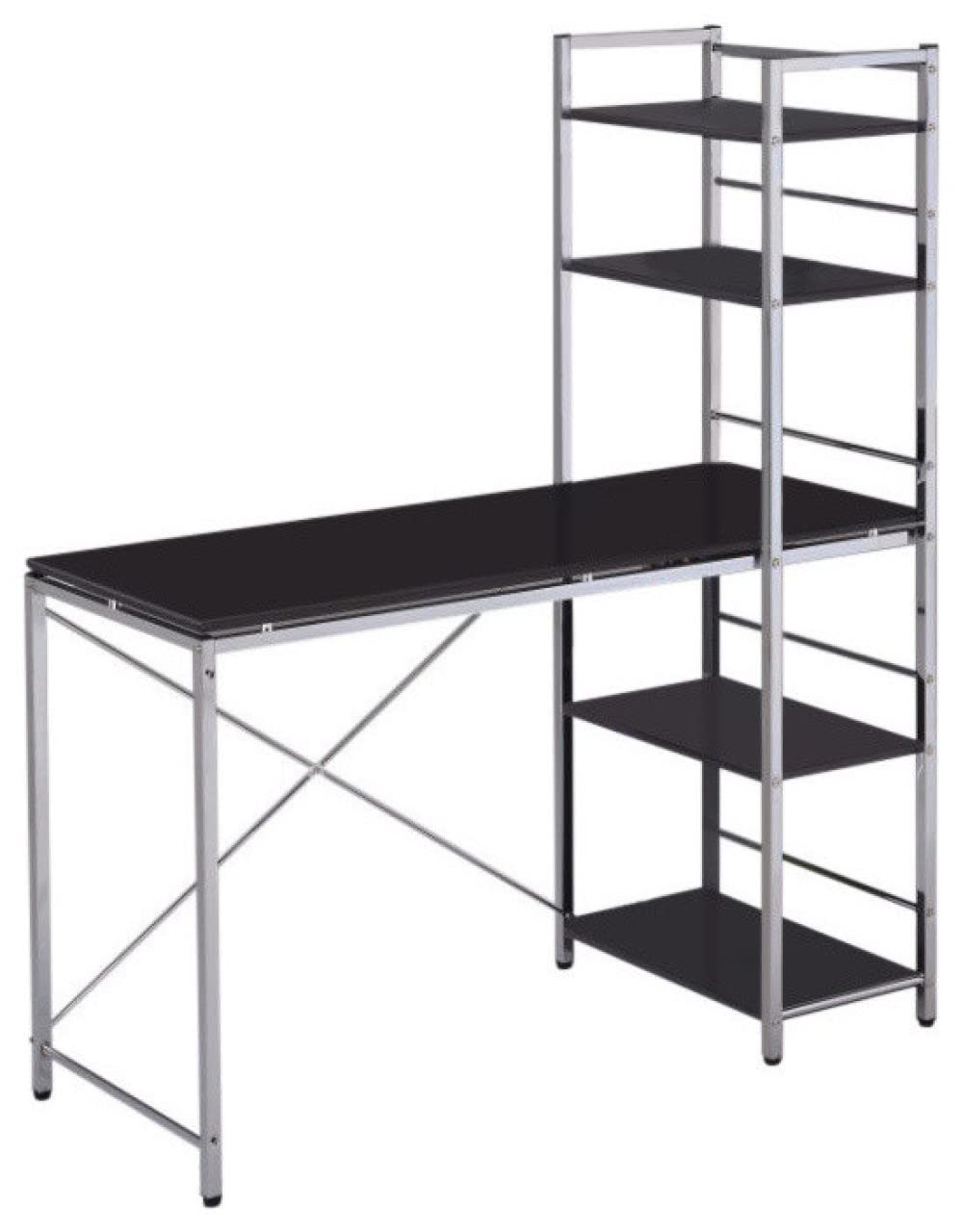 Black and Chrome Computer Desk,Small Desks