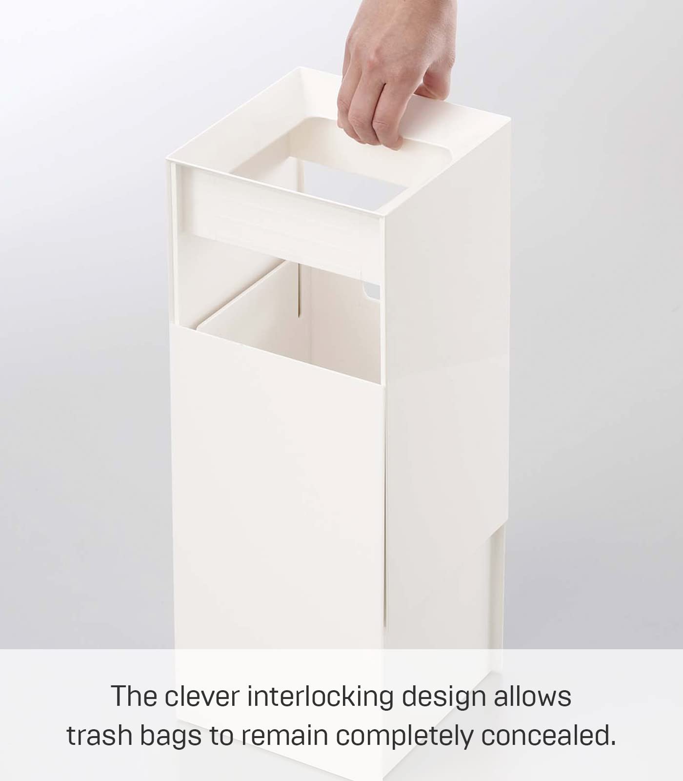 Yamazaki Home Veil Trash Can - Modern Open Top Garbage Waste Bin Basket with Handle - Abs Plastic - 2.5 Gallons, 10 Liters