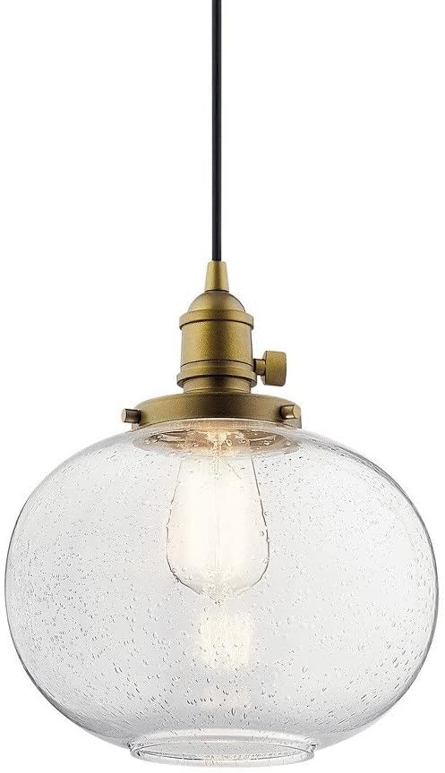 Avery 9.75" 1 Light Mini Pendant with Clear Seeded Glass in Brushed Nickel