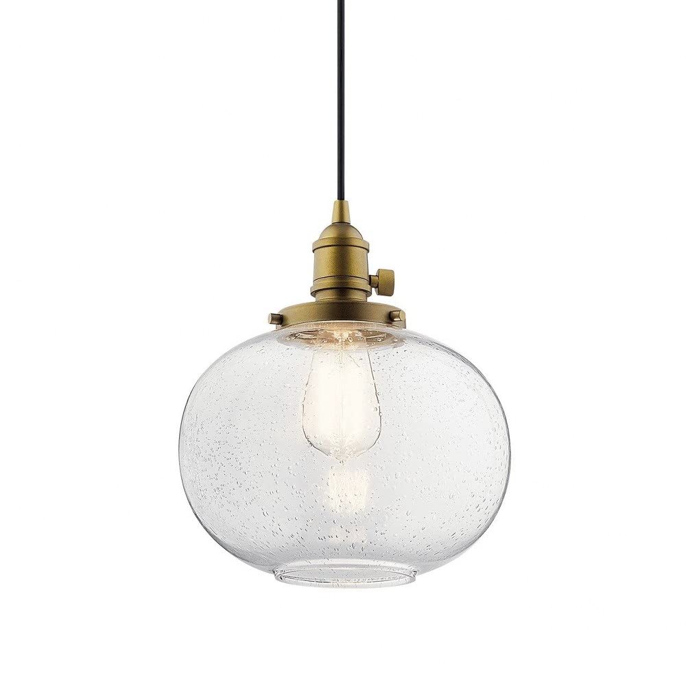 Avery 9.75" 1 Light Mini Pendant with Clear Seeded Glass in Brushed Nickel