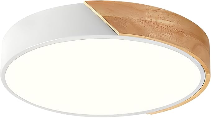 Modern Dimmable White Flush Mount Ceiling Light Wood Close to Ceiling Lights