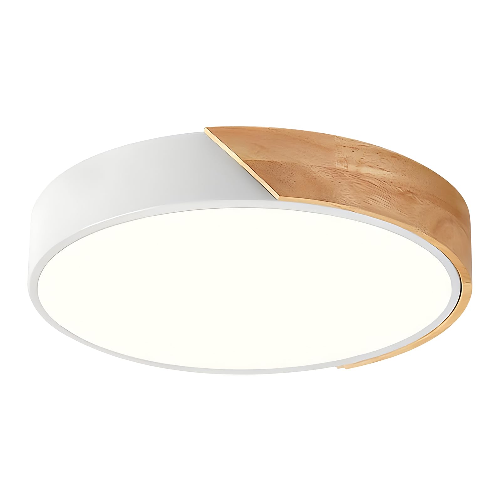 Modern Dimmable White Flush Mount Ceiling Light Wood Close to Ceiling Lights