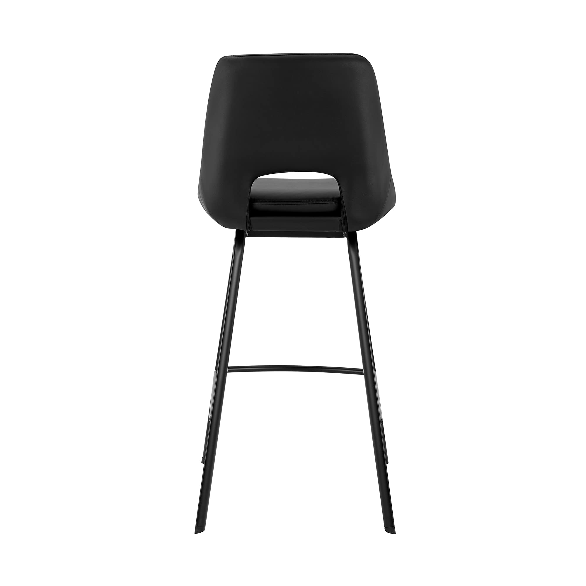 Black Faux Leather and Black Metal Swivel 30" Bar Stool