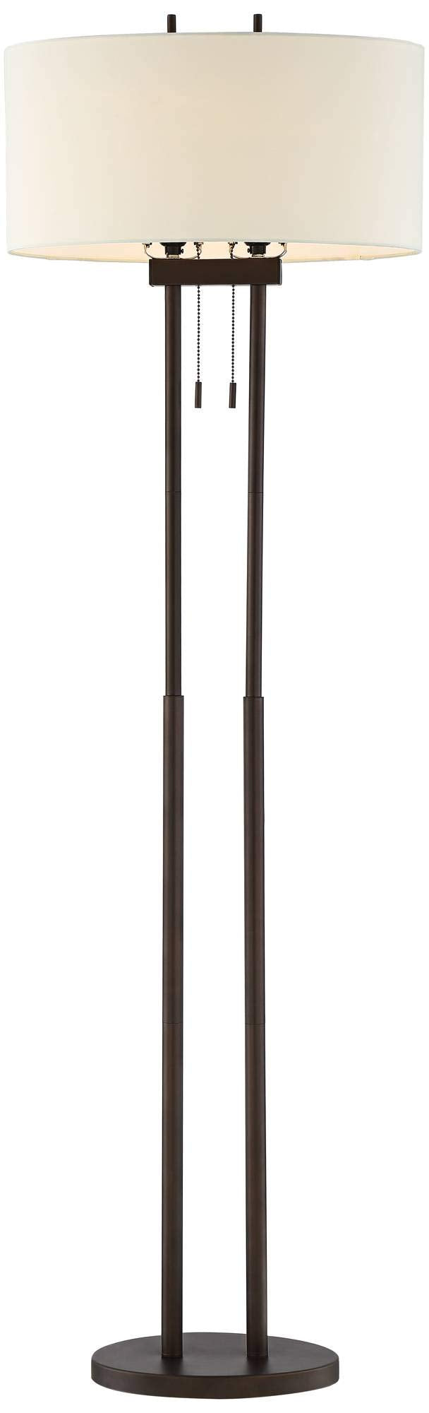 Modern Standing Floor Lamp 62" Tall Oil Rubbed Bronze Brown Twin Poles