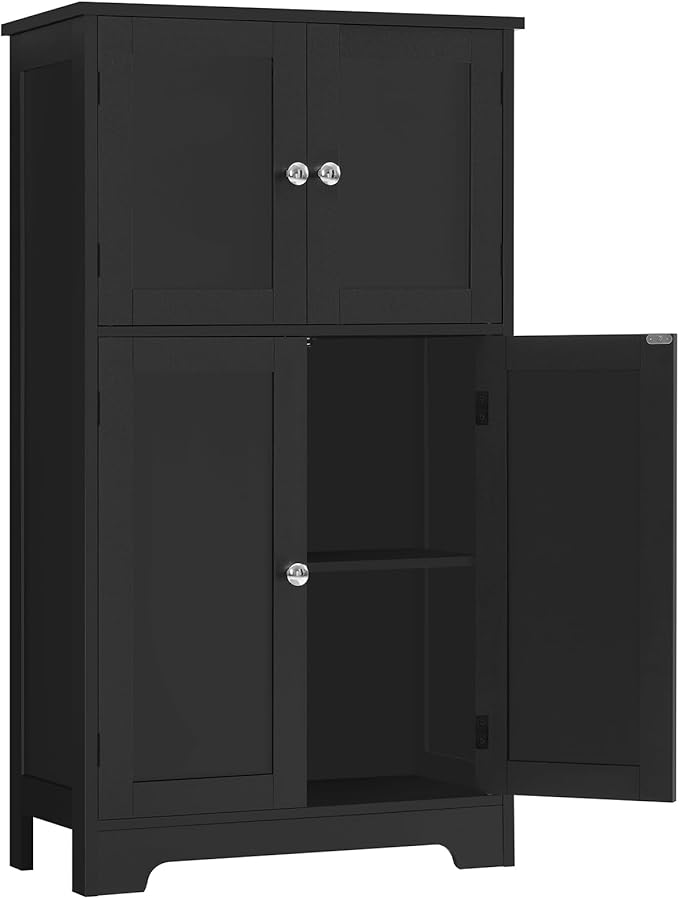Bathroom Floor Storage Cabinet, Freestanding Bathroom Cabinet with 4 Doors
