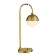 Lamp with White Glass Globe, Gold Desk Light Bedside Lamp with Brushed