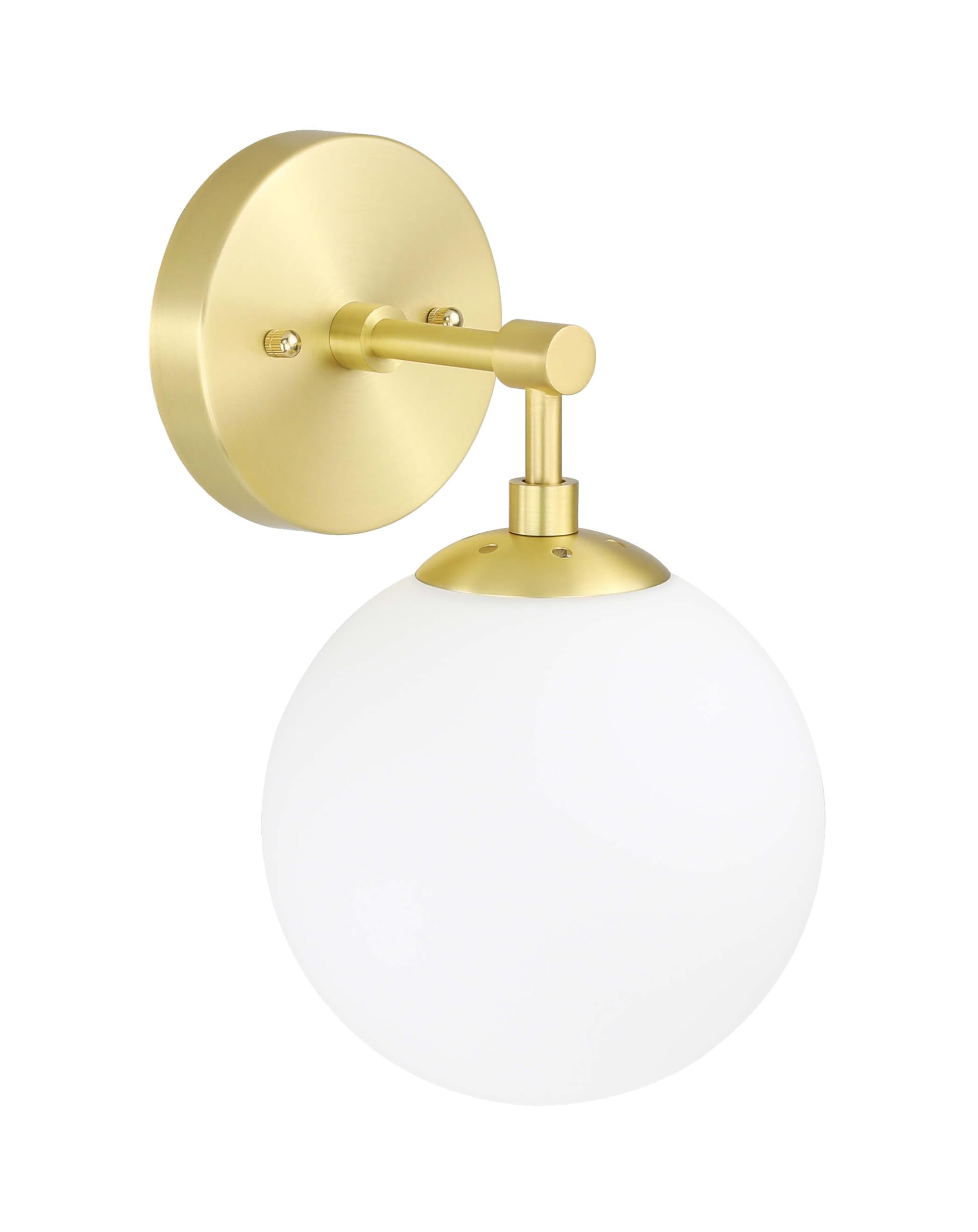 Wall Light 1 Light Vintage Wall Sconce with White Globe Glass in Satin Brass