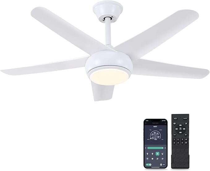 44" Black Ceiling Fan with Lights - Low Profile Ceiling Fans with 5 Reversible Blades