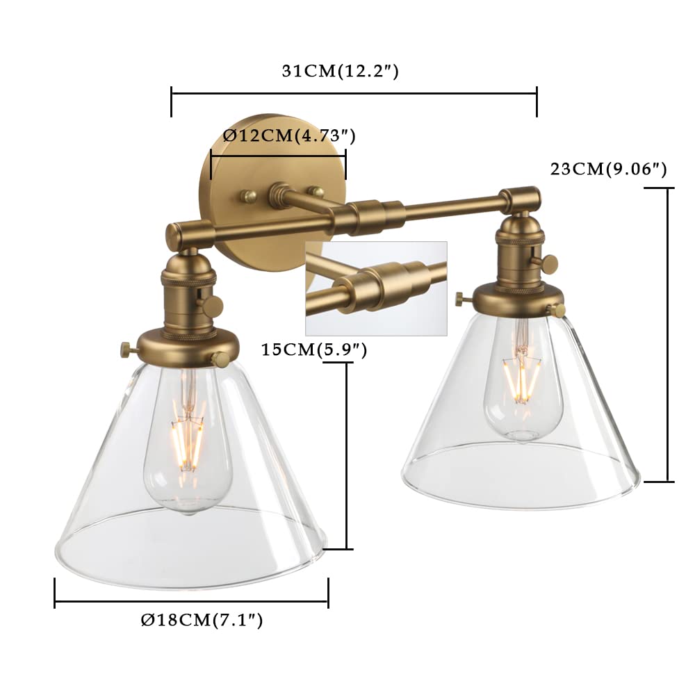 Phansthy Double Sconce Antique Industrial Wall Sconce Light with Dual 7.3 Inch Cone Canopy(Antique)