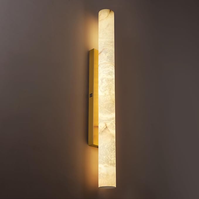 Brass Alabaster Wall Sconces, 20" Natural Marble Wall Sconce