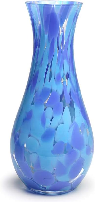 Glass Vase Orange/Yellow Confetti Hand Blown Murano-Style Art Glass for Flower