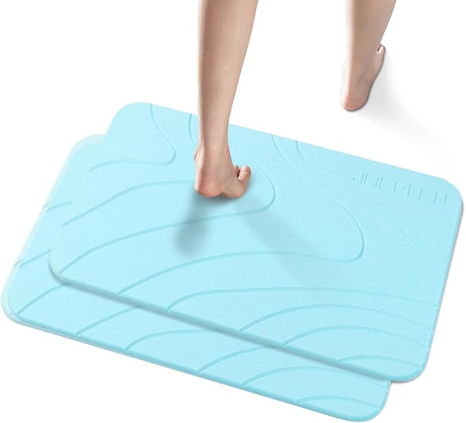 2 Pack Diatomaceous Earth Shower Mat, Stone Bath Mat