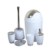 Bathroom Accessories Set 6 Piece Toothbrush Holder Soap Dispenser Cup Garbage Can
