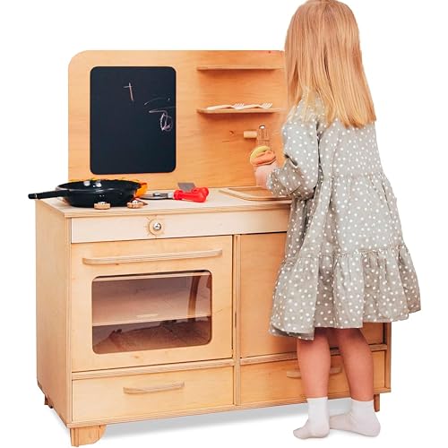 Kids Pretend Play Kitchen Wooden Montessori Playroom Furniture