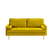 67'' Velvet Sofa Bed, Modern Loveseat with Gold Metal Legs and 2 Bolster Pillows