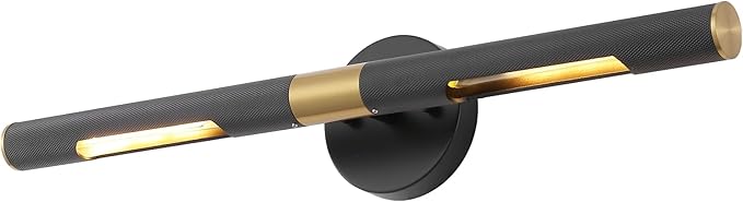 Picture Light 19 inches Brushed Brass Gold Black Wall Sconce with Knurled