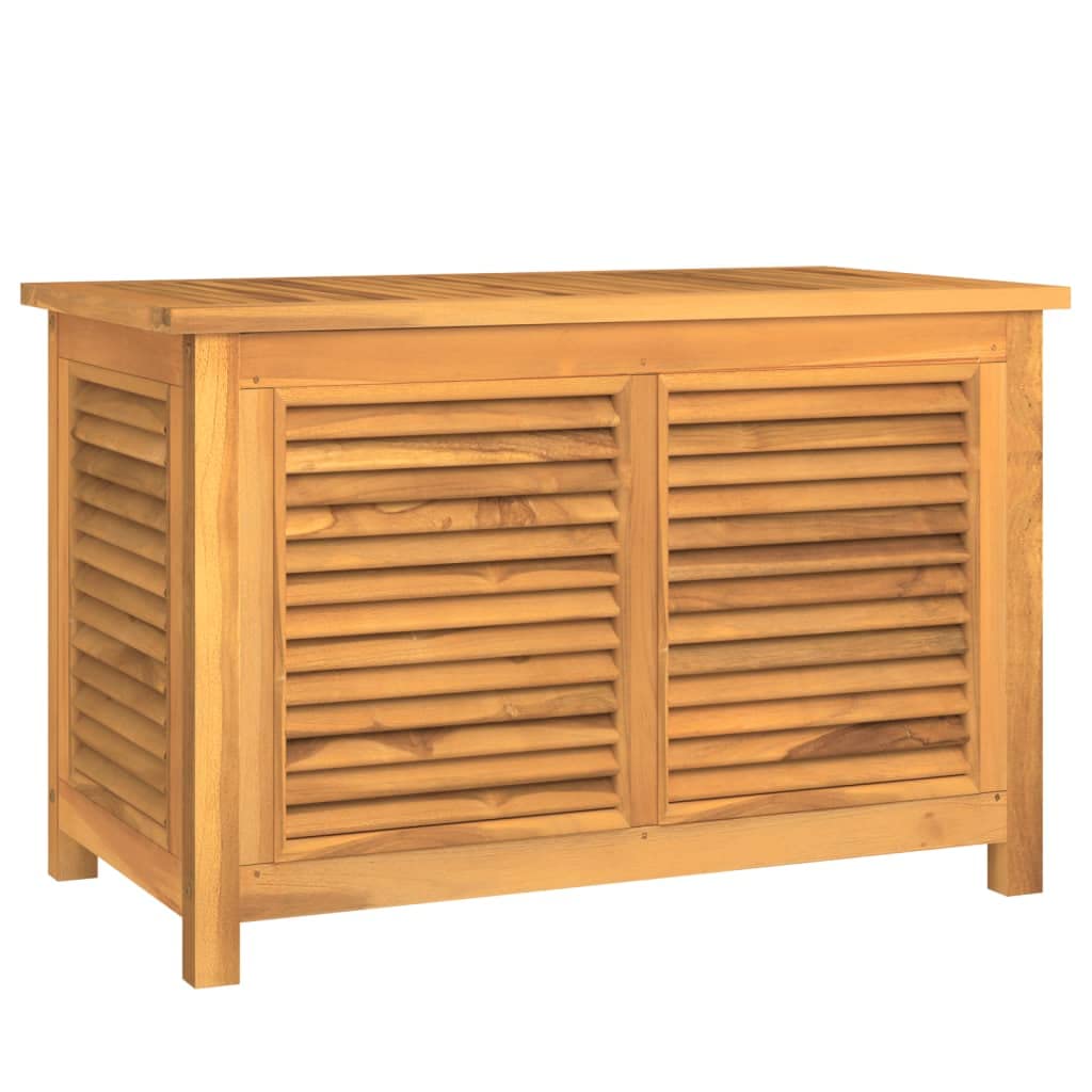 Outdoor Patio Storage Box - Solid Teak Wood Construction - Louvre Design