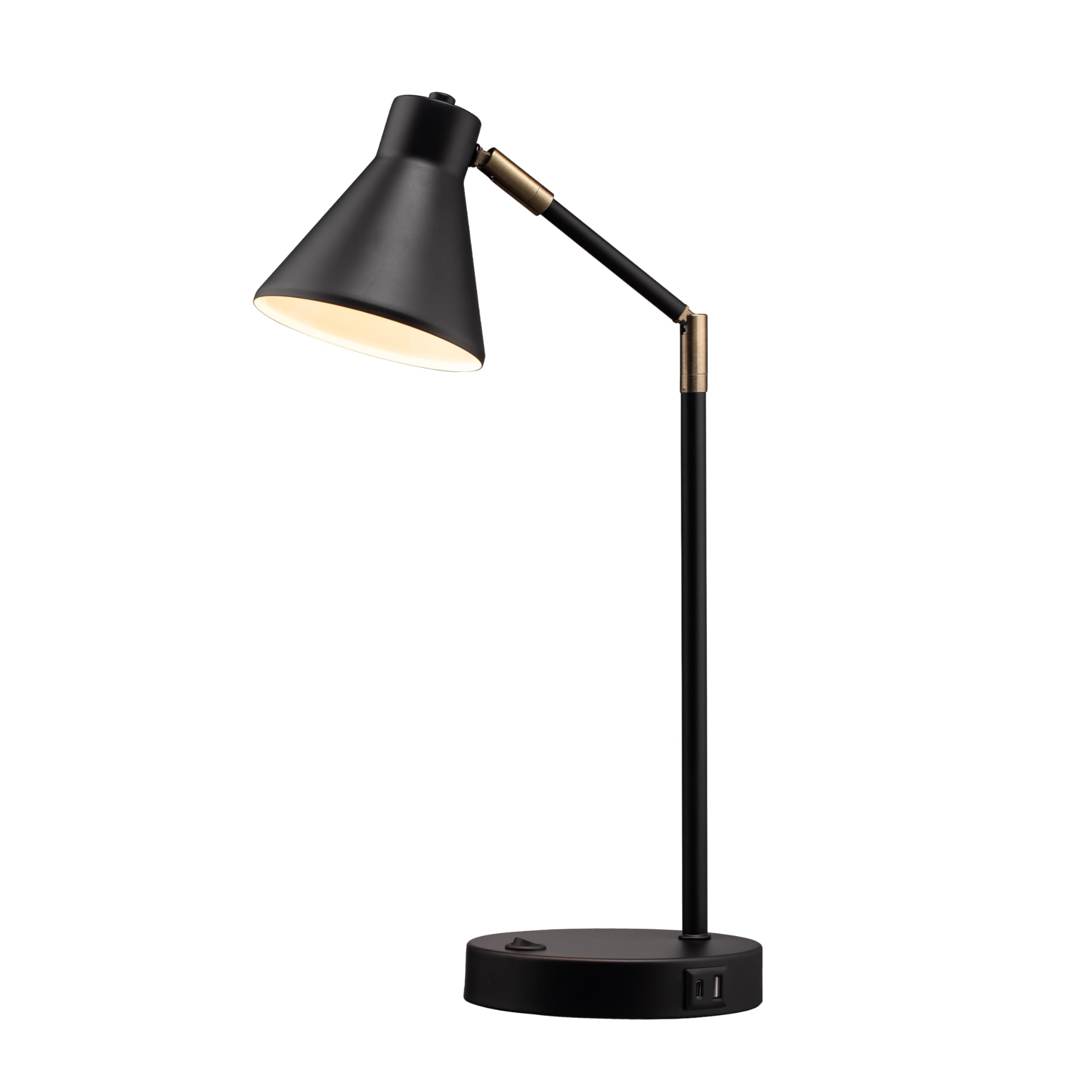 LED Desk Lamp with Dual USB Charging Ports, 100% Metal, 270 Degree Swivel Arms