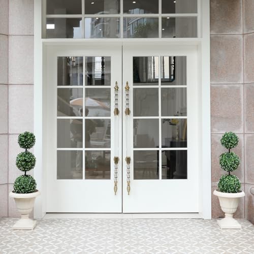 3FT Artificial Topiaries - Front Porch Plant, Outdoor Boxwood Topiary Trees Set of 2