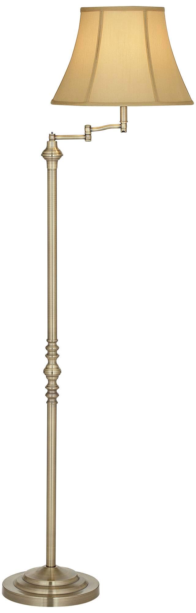Montebello Traditional Adjustable Swing Arm Floor Lamp Standing 60" Tall Antique Brass