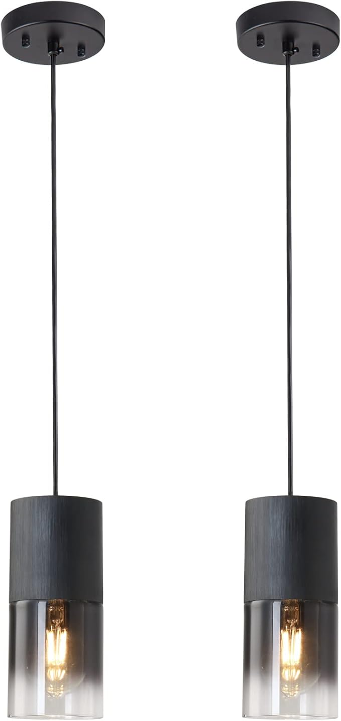 3-Pack Black Pendant Light Fixtures, Adjustable Modern Pendant Lights for Kitchen Island