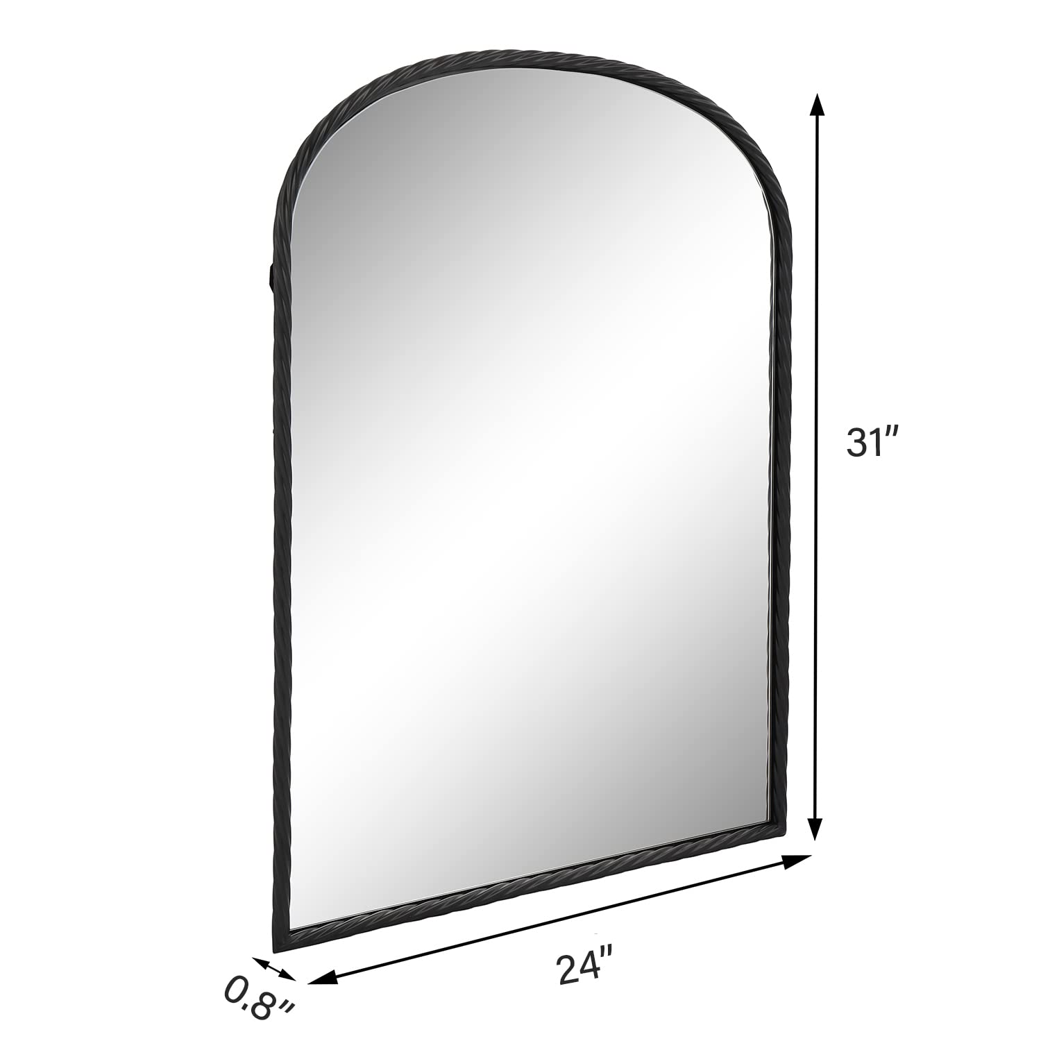 LuuLake Arch Mirror 24x31 Twisted Metal Frame Wall Mirror,Black
