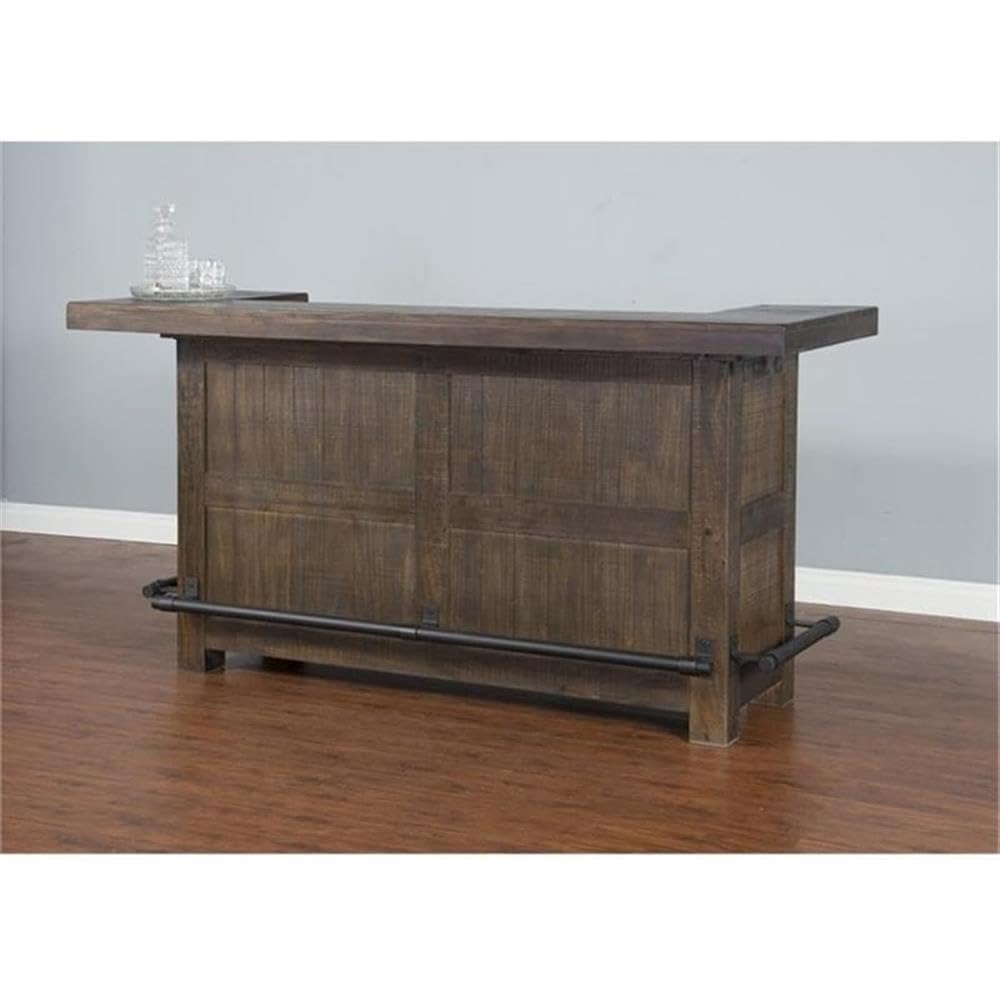 Wood Home Bar with 4 Shelves and 3 Drawers in Cherry (42" H x 80" W x 28" D) for Home