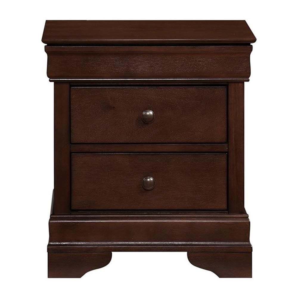 Traditional 3-Drawers Wooden Bedside Nightstand in Brown Cherry