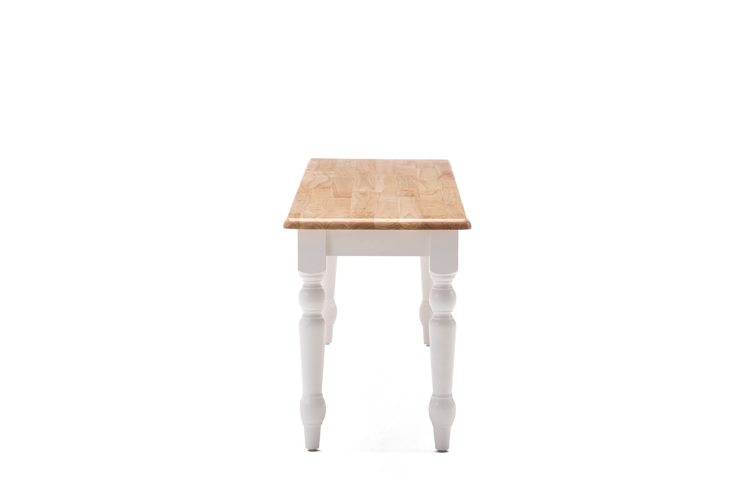 Farmhouse Bench, White/Natural 14 x 48 x 18