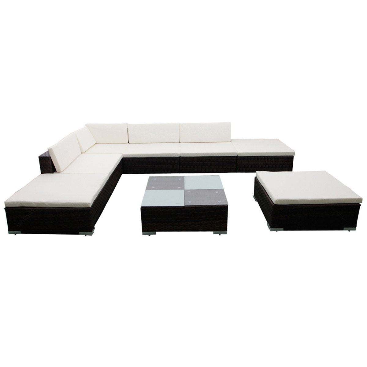 8PC Outdoor Patio Furniture Rattan Wicker Sectional Sofa Chair Couch Set Brown