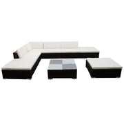 8PC Outdoor Patio Furniture Rattan Wicker Sectional Sofa Chair Couch Set Brown