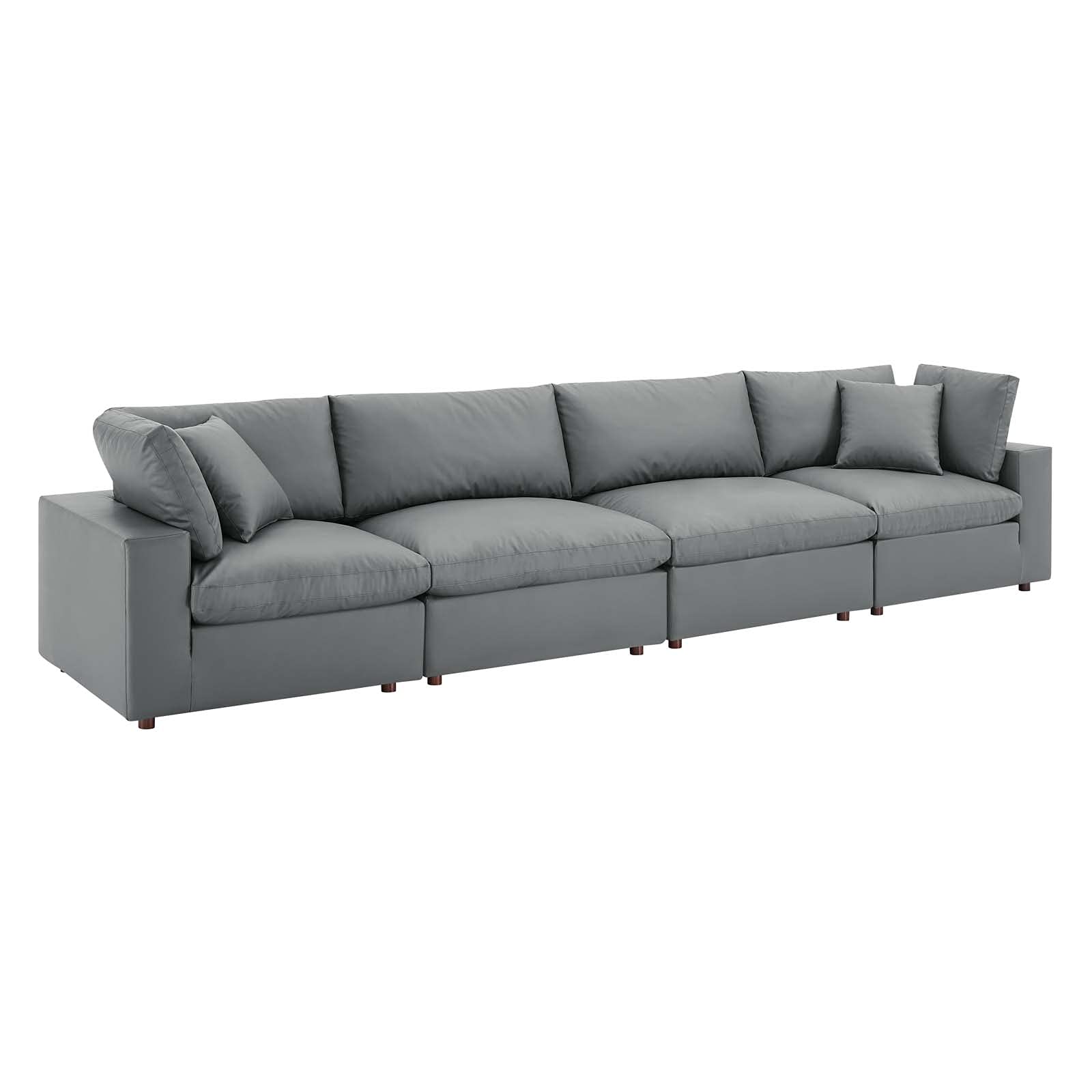 Commix Down-Filled Overstuffed Vegan Leather 4-Seater Sofa