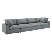Commix Down-Filled Overstuffed Vegan Leather 4-Seater Sofa