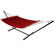 Quilted Fabric Double Hammock with 12-Foot Stand - 400-Pound Capacity