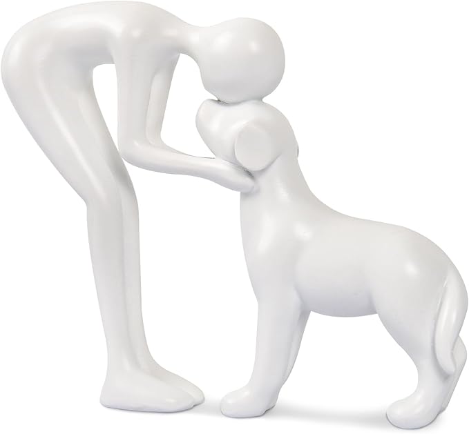Dog Sculpture Home Decor Cute Man and Dog Statue Decoration for Office、Living Room