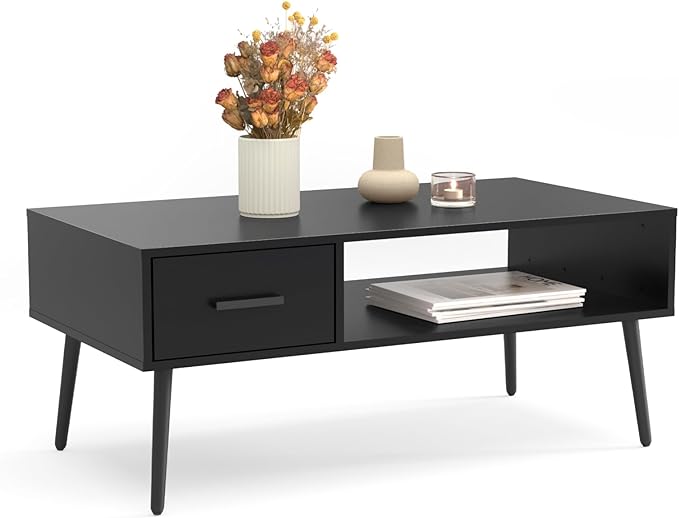 Coffee Table, Mid Century Modern Style Cocktail Table TV Stand with Drawer