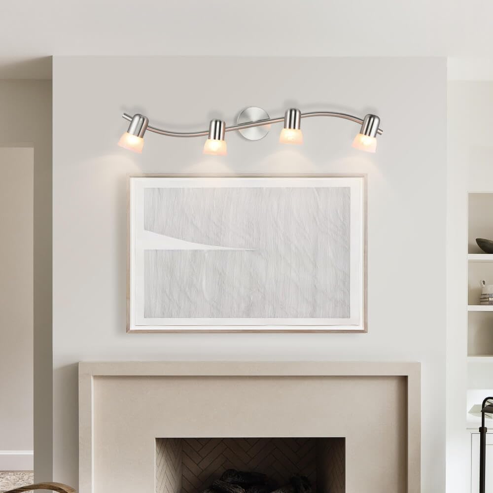 Track Lighting, 4 Light S-Shaped Track Light Bar with Glass